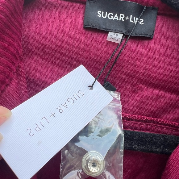 SUGARLIPS Corduroy Shirt Dress in Red Merlot Women’s XS NWT NEW - Picture 8 of 13